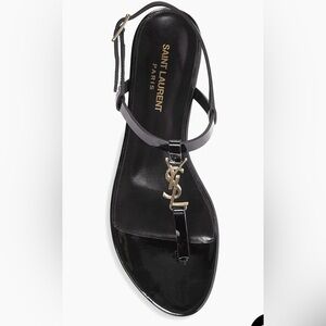 Cassandra Patent Leather Slingback Thong Sandals